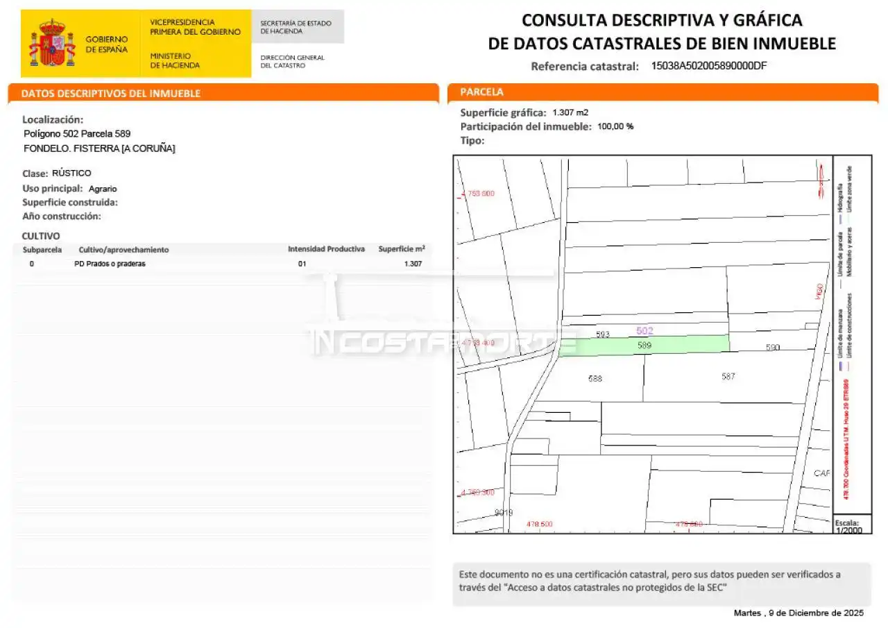 Exterior view of Land for sale in Fisterra
