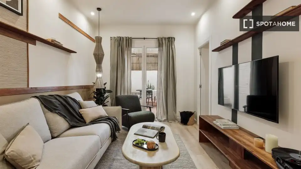 Sala de estar de Piso de alquiler en Barcelona con Aire acondicionado, Calefacción y Amueblado