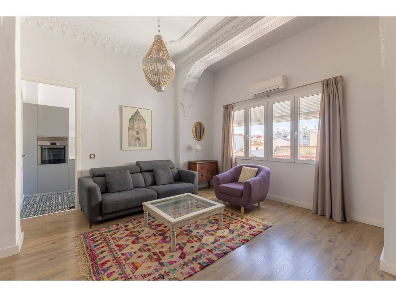 Living room of Flat for sale in  Valencia Capital  with Air Conditioner, Parquet flooring and Furnished