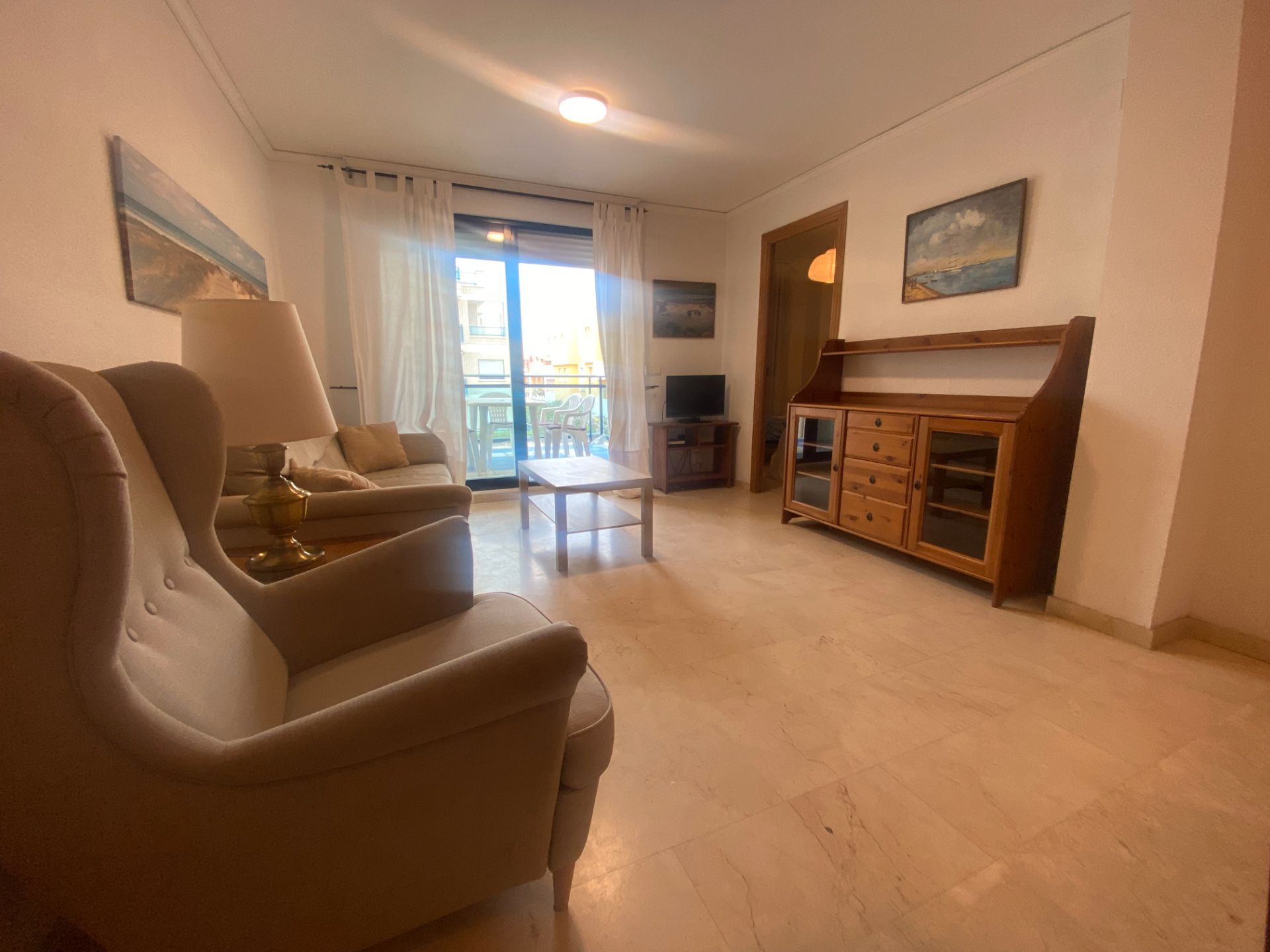 Sala d'estar de Apartament en venda en Xeraco amb Moblat i Piscina comunitària