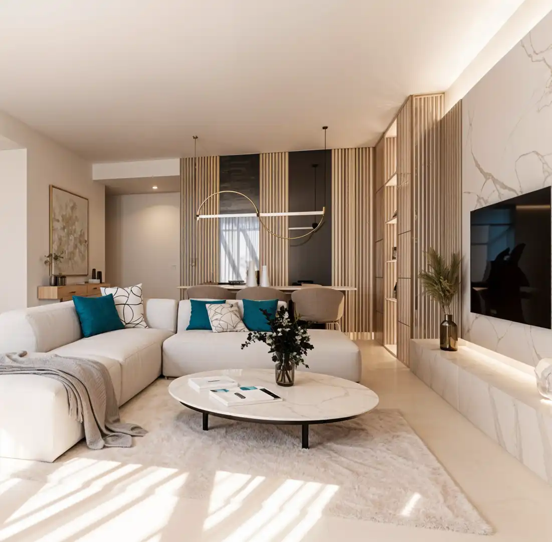 Sala d'estar de Àtic en venda en Estepona amb Aire condicionat, Terrassa i Piscina