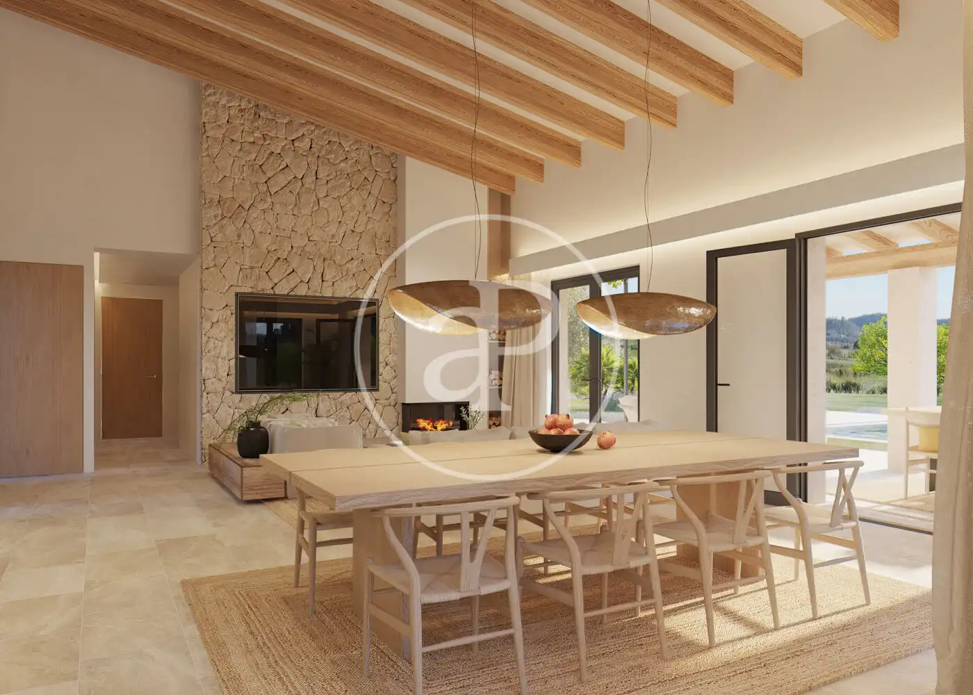 Dining room of Houses for sale in Sant Joan  with Air Conditioner, Heating and Private garden