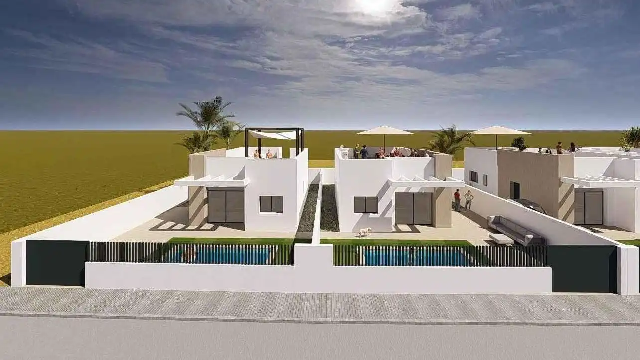 Vista exterior de Casa o chalet en venta en Mazarrón con Jardín privado, Terraza y Piscina