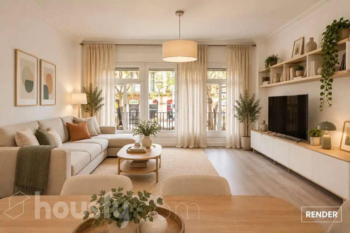 Sala d'estar de Pis en venda en Barcelona amb Calefacció, Parquet i Moblat