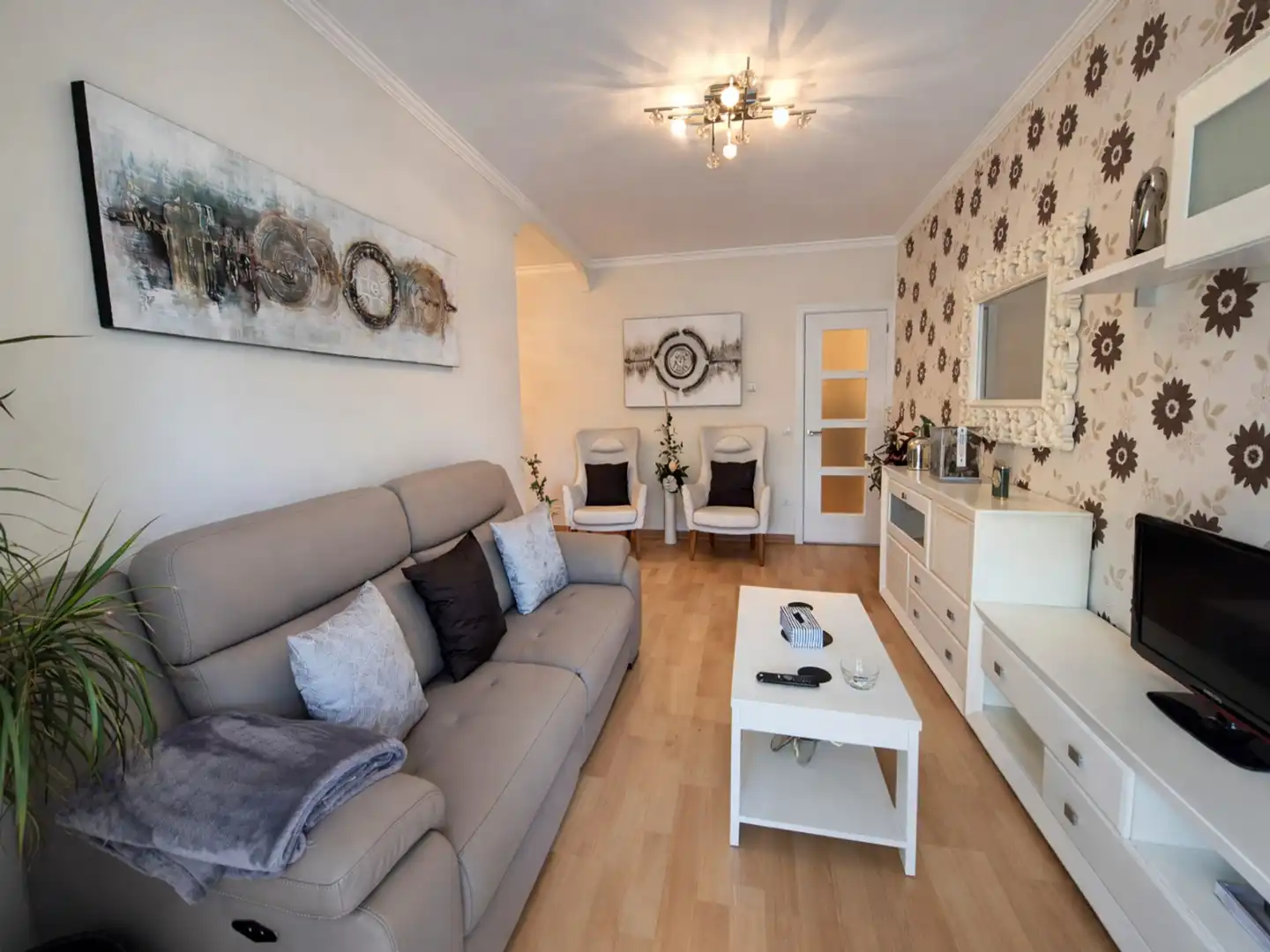 Sala de estar de Piso en venta en Sabadell con Calefacción, Parquet y Amueblado