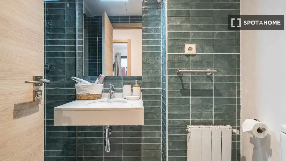 Bathroom of Flat for share in Barcelona  with Air Conditioner, Heating and Furnished