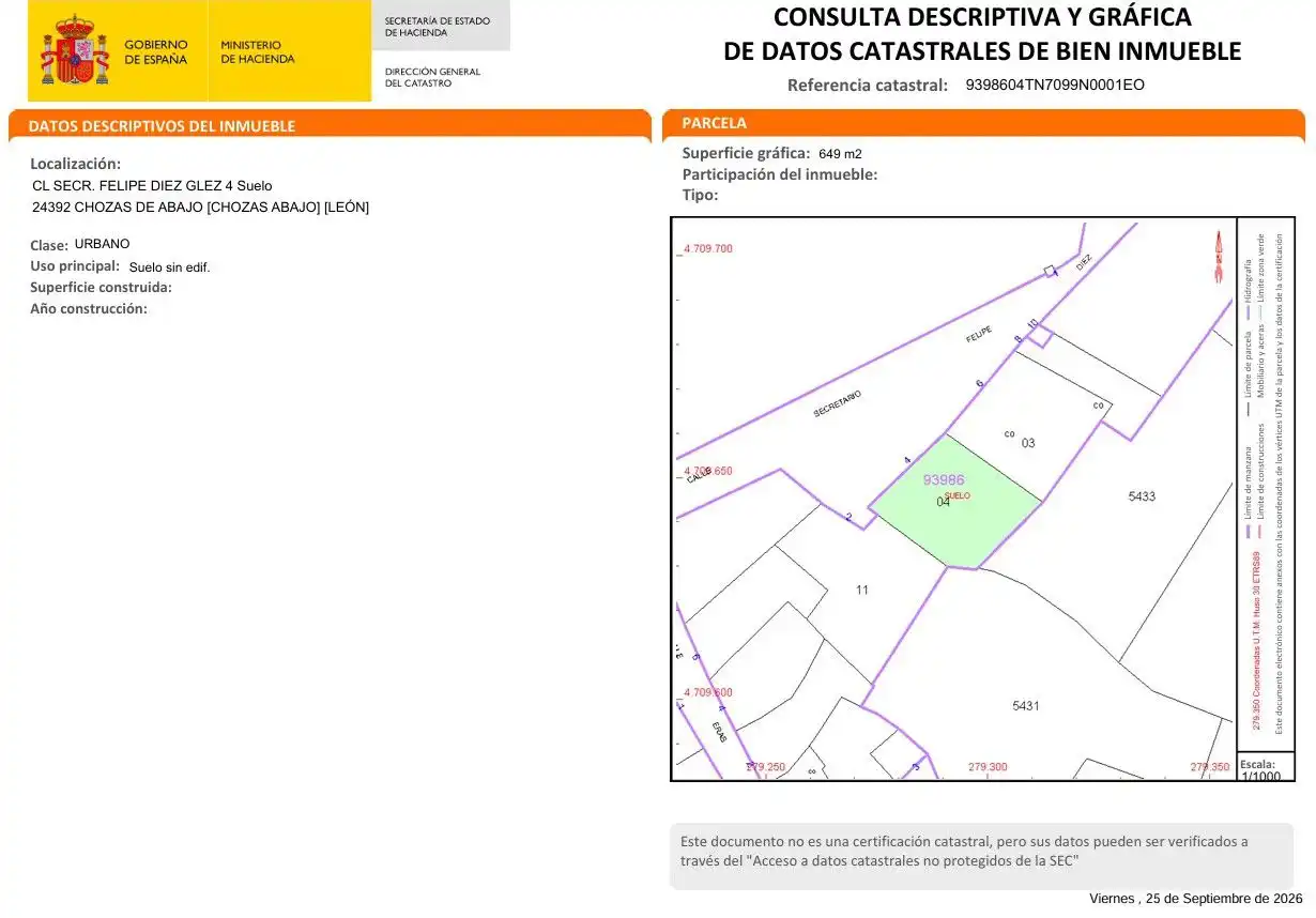 Grundstücke und Bauplätze zum Verkauf in Secretario Felipe Diez Glez 4, imagen 3