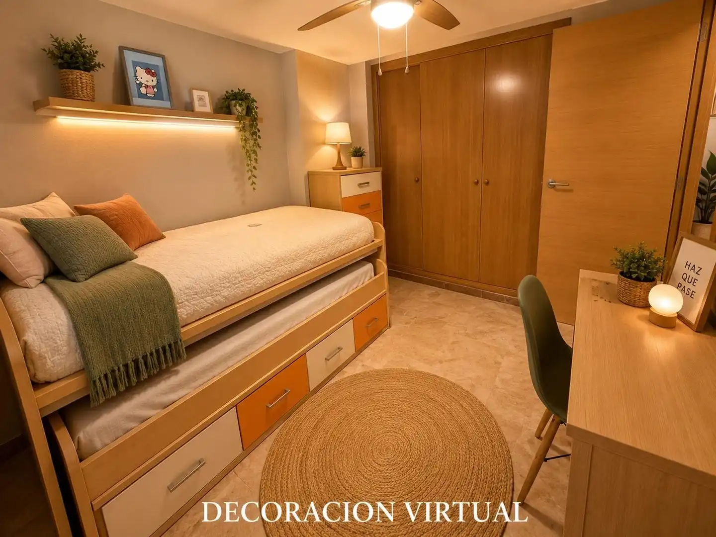 Schlafzimmer von Einfamilien-Reihenhaus zum Verkauf in Oliva mit Klimaanlage, Heizung und Privatgarten