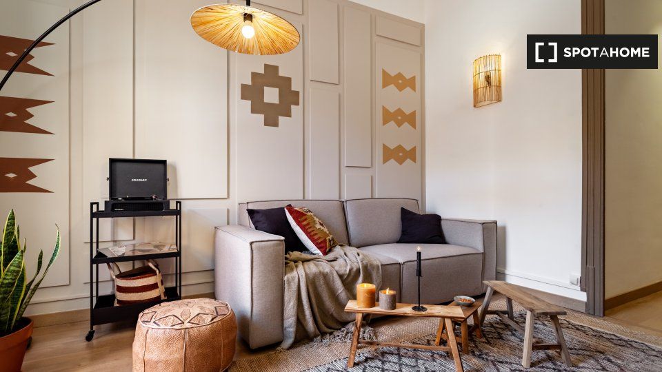 Sala d'estar de Pis de lloguer en  Barcelona Capital amb Aire condicionat, Calefacció i Moblat