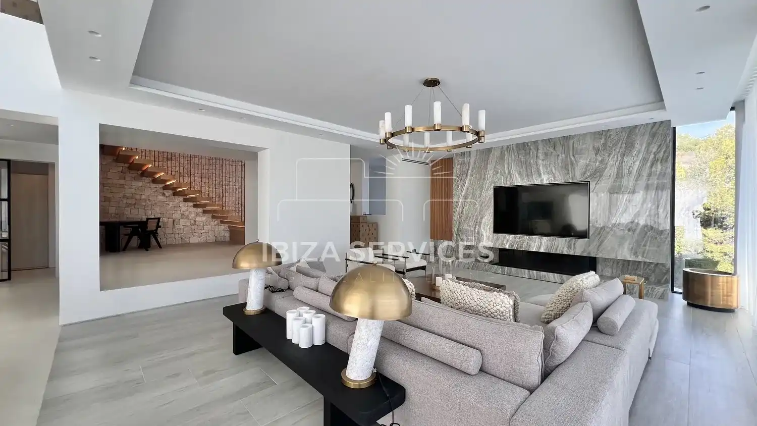 Sala d'estar de Casa o xalet en venda en Santa Eulària des Riu amb Aire condicionat, Jardí privat i Piscina