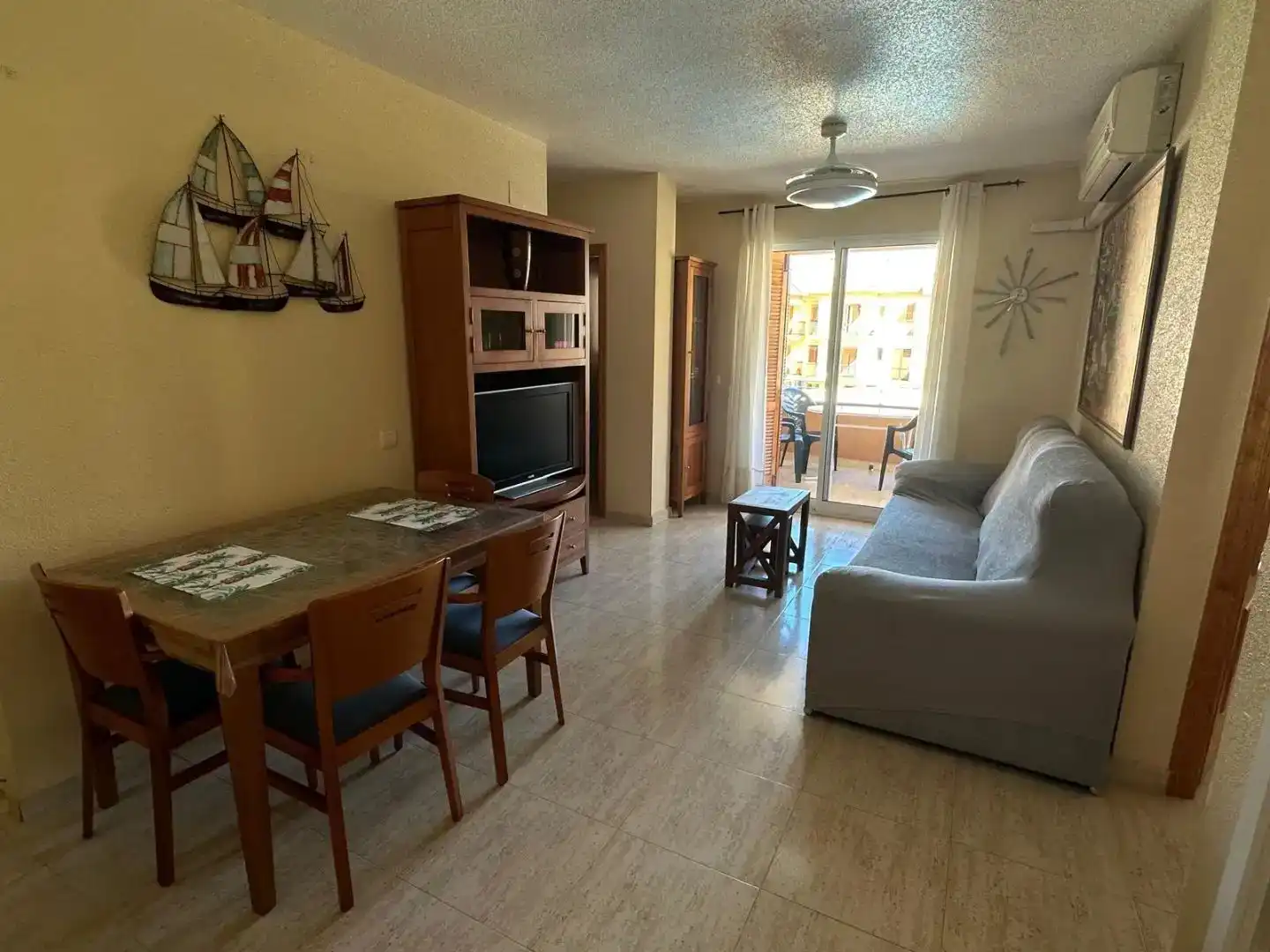 Living room of Flat for rent in Mazarrón  with Air Conditioner, Swimming Pool and Furnished