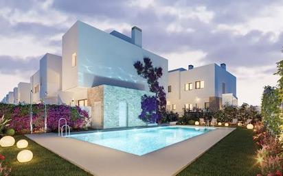 Exterior view of Single-family semi-detached for sale in Málaga Capital  with Air Conditioner, Terrace and Swimming Pool