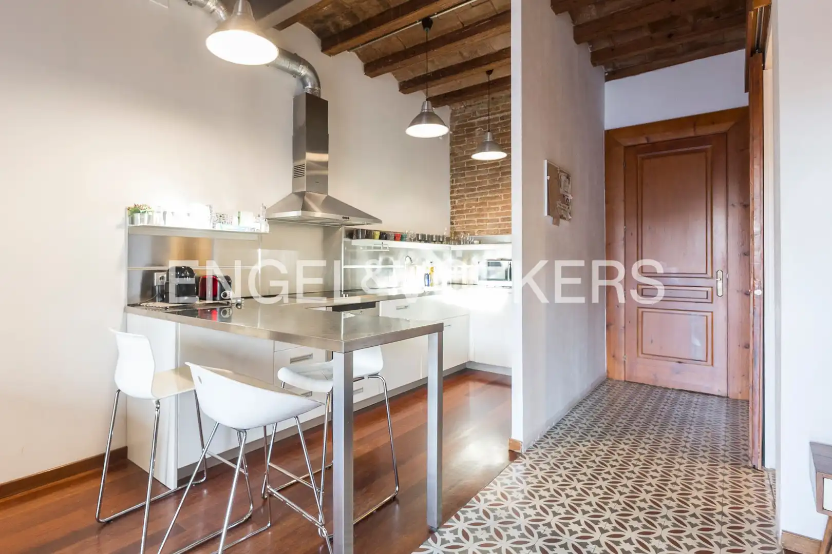 Küche von Wohnung zur Miete in Barcelona mit Klimaanlage, Heizung und Parkett