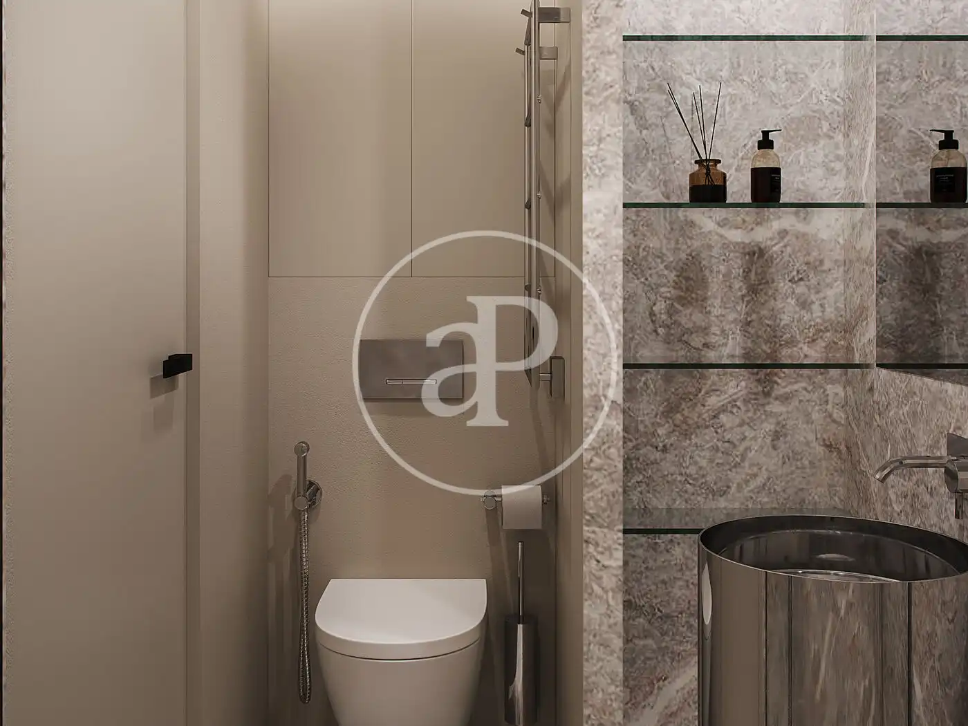 Badezimmer von Wohnung zum Verkauf in Barcelona mit Klimaanlage, Heizung und Privatgarten