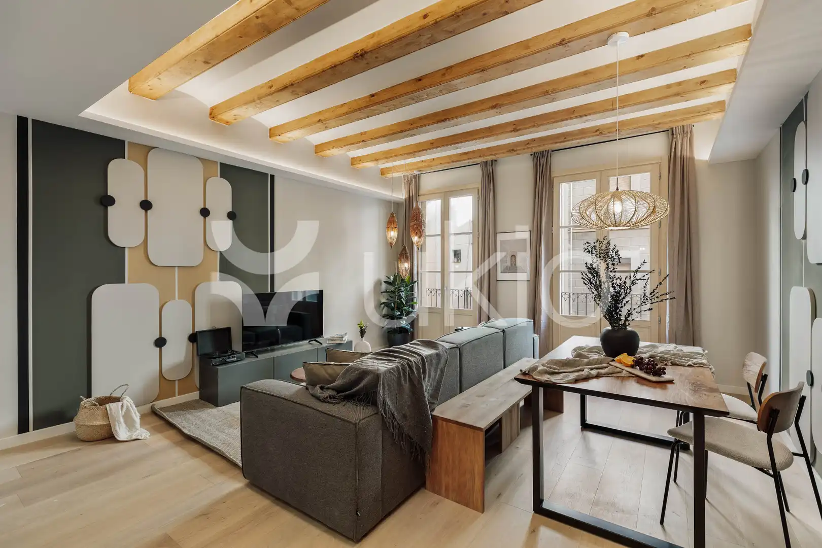 Sala de estar de Apartamento de alquiler en Barcelona con Aire acondicionado, Calefacción y Amueblado