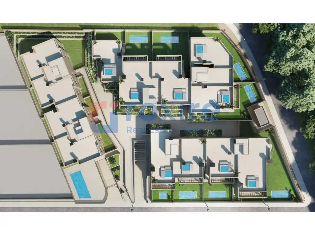 Außenansicht von Wohnungen zum Verkauf in Sant Antoni de Portmany mit Privatgarten, Terrasse und Schwimmbad