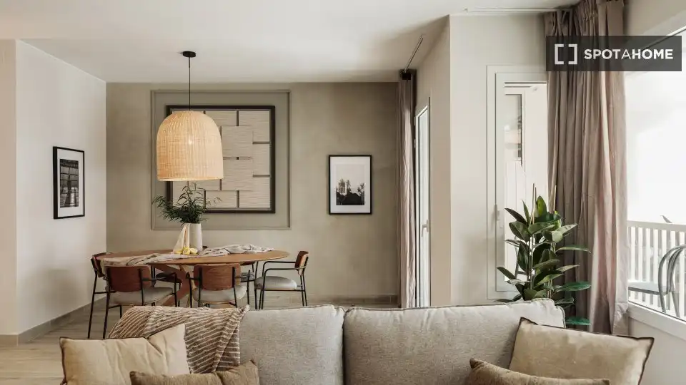 Sala d'estar de Apartament per a compartir en Barcelona amb Aire condicionat, Terrassa i Moblat