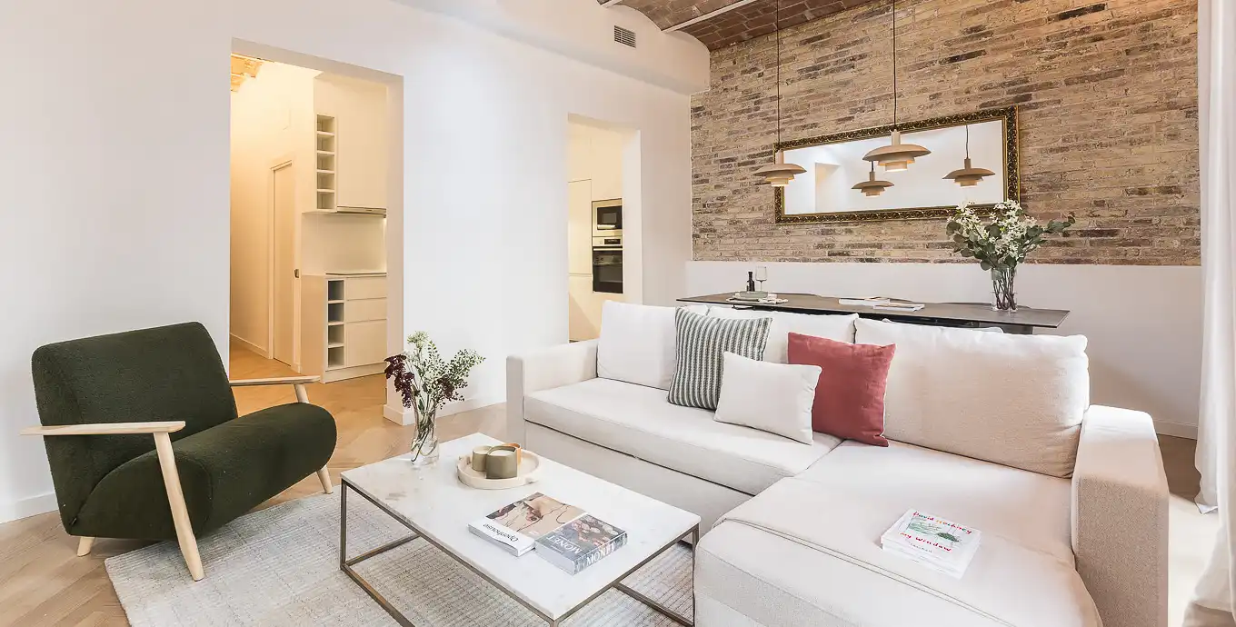 Sala d'estar de Apartament de lloguer en Barcelona amb Aire condicionat, Calefacció i Moblat
