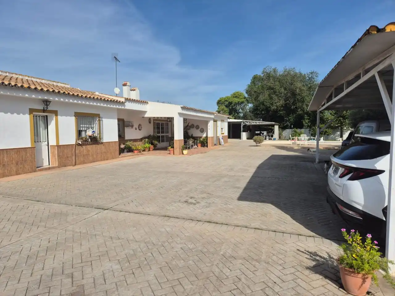 Vista exterior de Casa o chalet en venta en Palomares del Río con Aire acondicionado, Jardín privado y Terraza