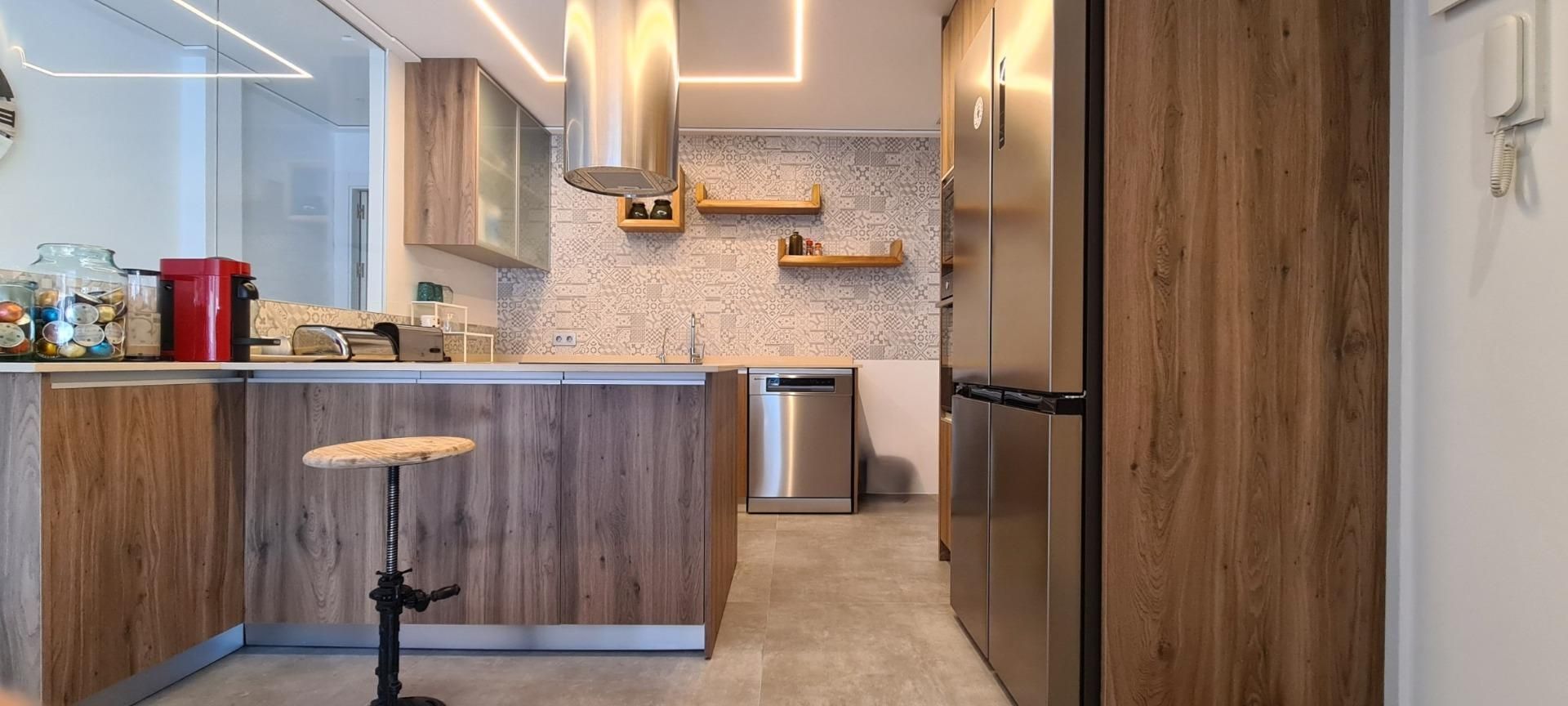 Cuina de Pis de lloguer en Elche / Elx amb Aire condicionat, Moblat i Balcó