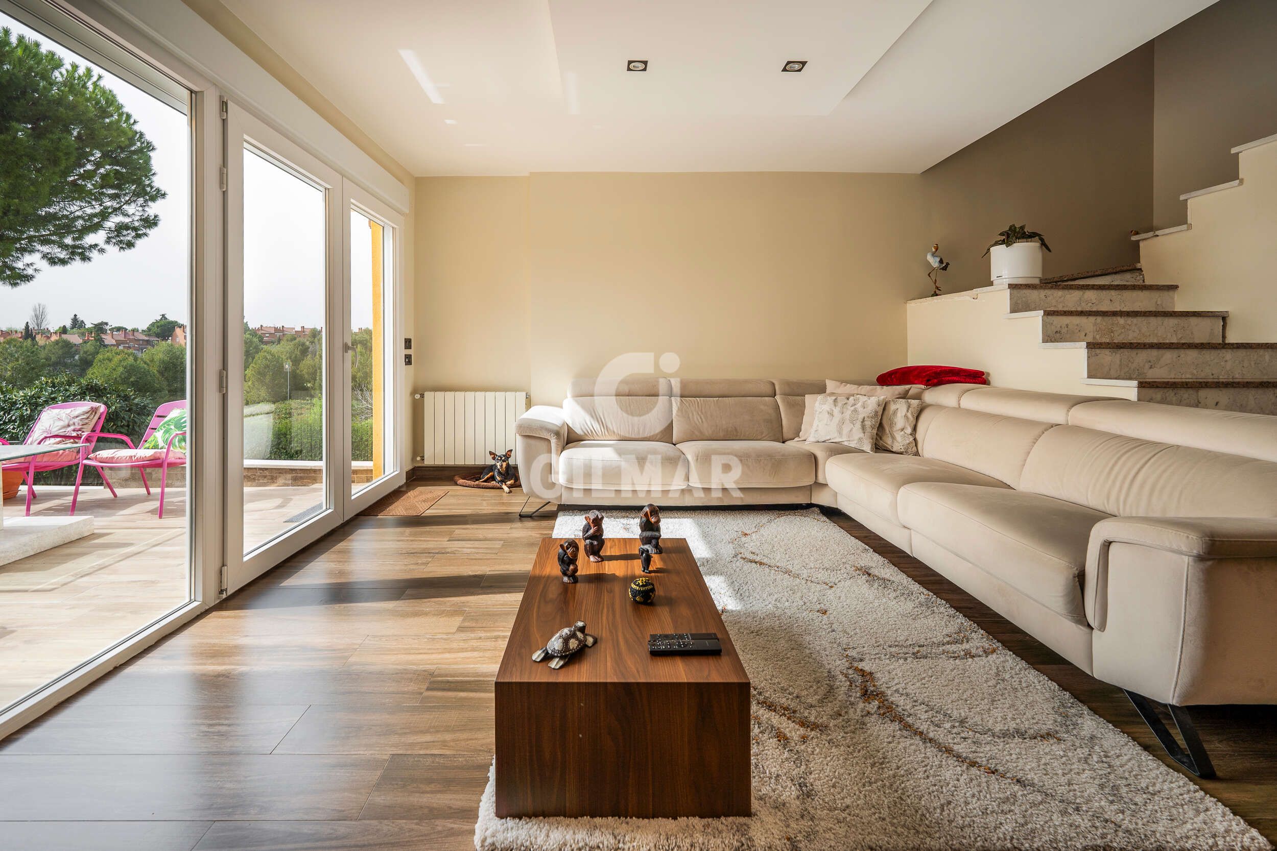 Living room of Single-family semi-detached for sale in  Madrid Capital  with Heating, Private garden and Swimming Pool