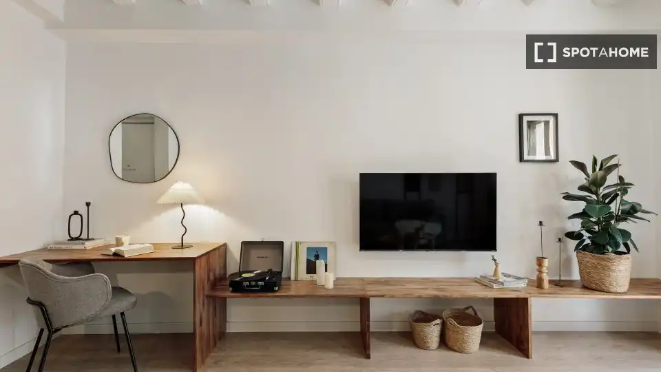 Wohnzimmer von Wohnungen zur untervermieten in Barcelona mit Klimaanlage, Terrasse und Möbliert