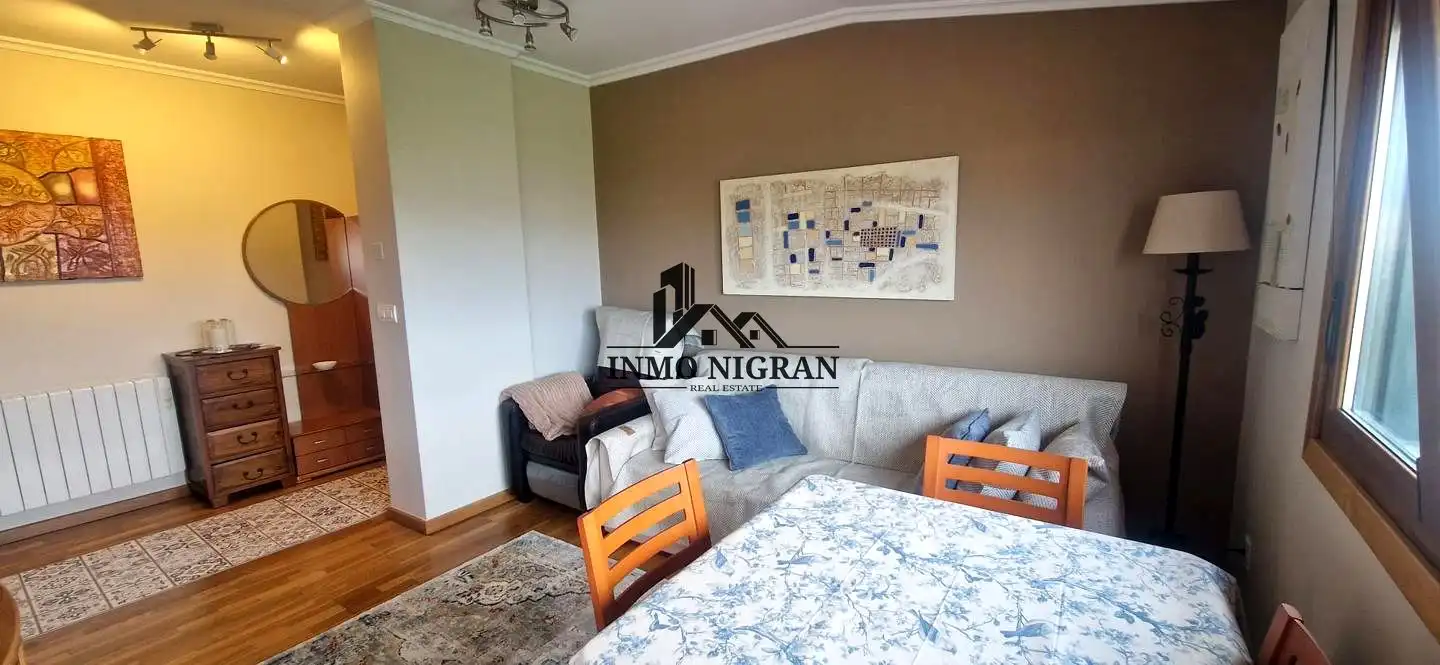 Living room of Flat for rent in Baiona  with Terrace, Furnished and Community pool