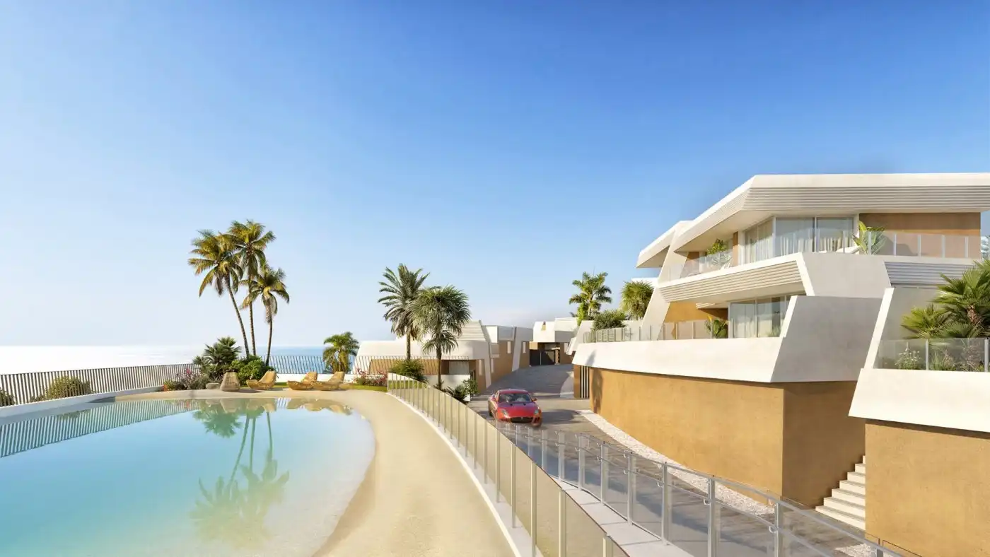 Vista exterior de Casa adosada en venta en Mijas con Aire acondicionado, Calefacción y Jardín privado