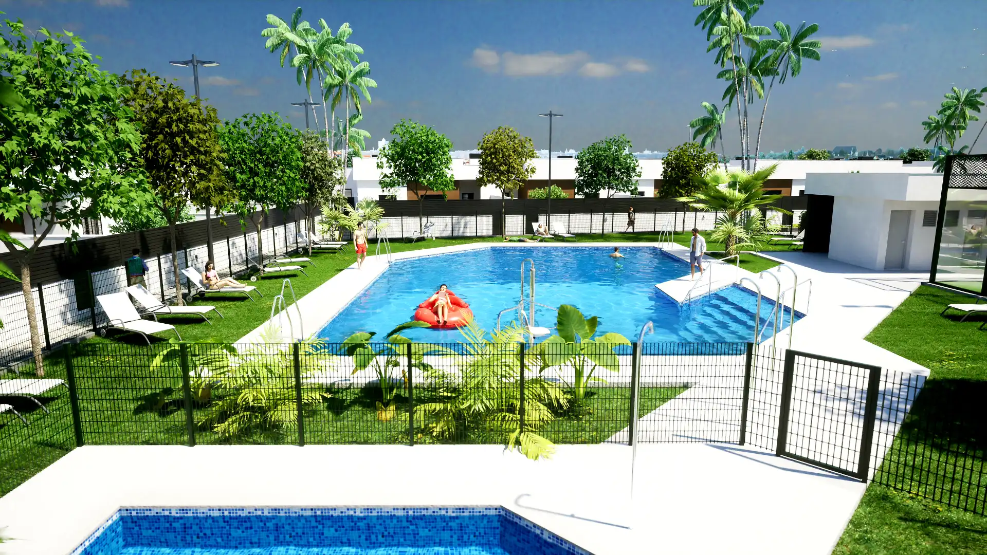 Schwimmbecken von Wohnung zur Miete in La Rinconada mit Klimaanlage, Heizung und Terrasse