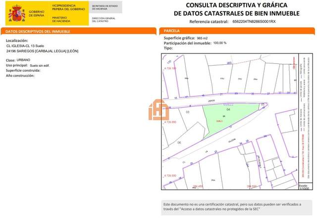Terreno residencial en Venta en La Iglesia en Sariegos