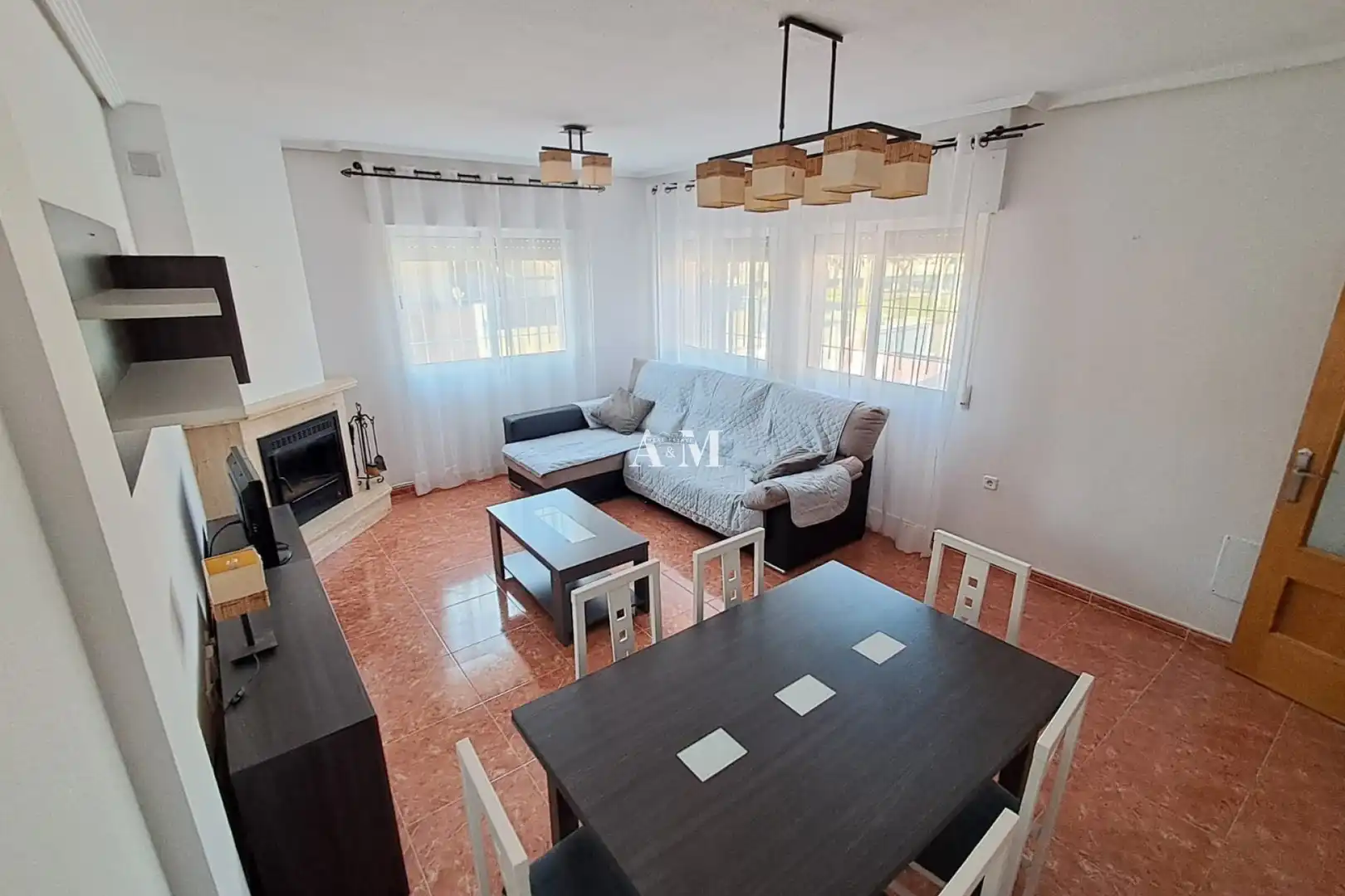 Wohnzimmer von Einfamilien-Reihenhaus zur Miete in Cartagena mit Klimaanlage, Heizung und Terrasse
