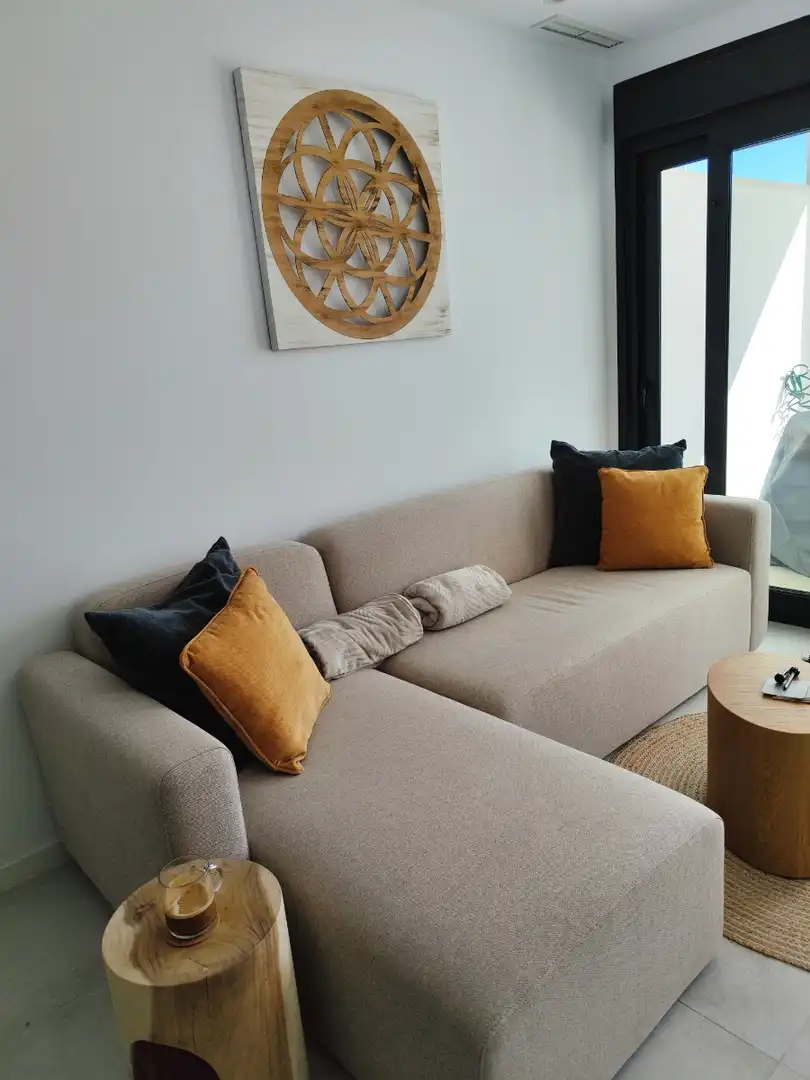 Sala d'estar de Planta baixa en venda en Pilar de la Horadada amb Terrassa, Piscina i Moblat