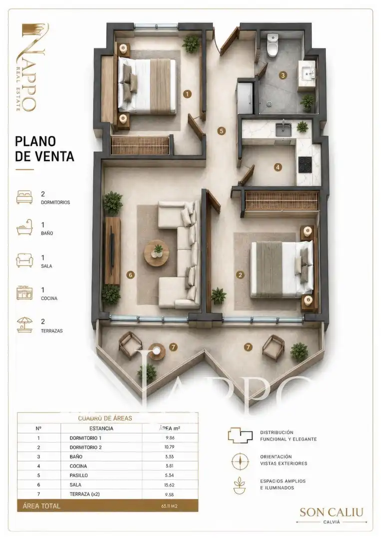 Habitación de Piso en venta en Calvià con Aire acondicionado, Terraza y Piscina