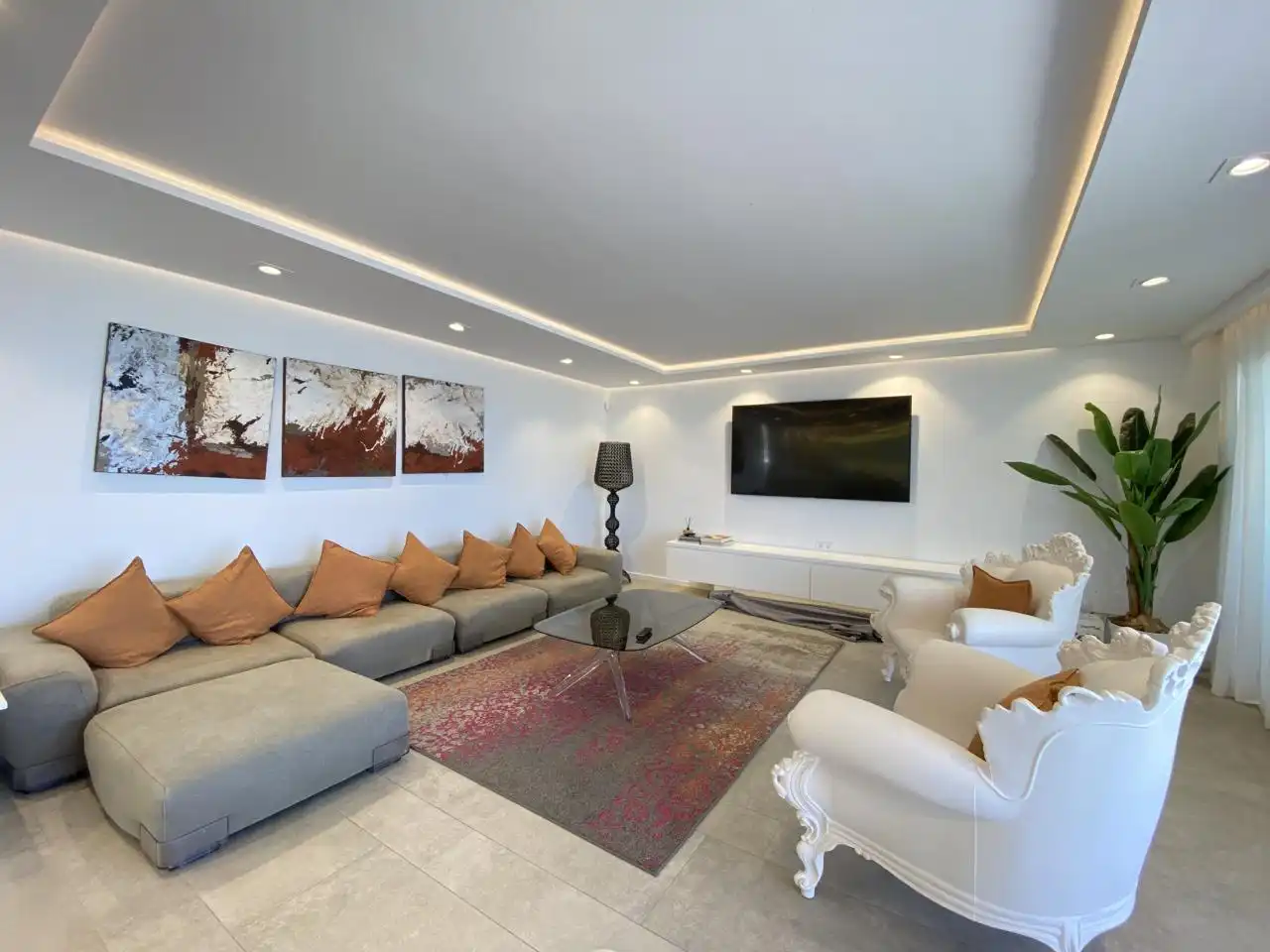 Sala de estar de Casa o chalet de alquiler en Santa Eulària des Riu con Aire acondicionado, Terraza y Piscina