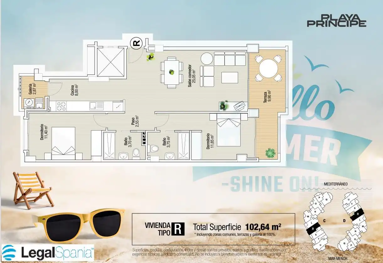 Apartamento en venta en La Manga del Mar Menor con Jardín privado, Terraza y Piscina