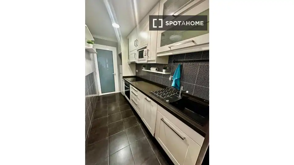 Cuina de Apartament per a compartir en Barcelona amb Aire condicionat, Calefacció i Terrassa