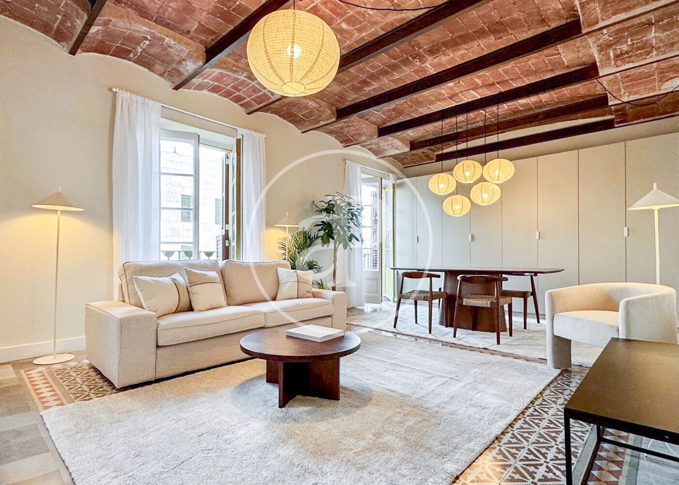 Sala d'estar de Pis de lloguer en  Barcelona Capital amb Aire condicionat, Calefacció i Moblat