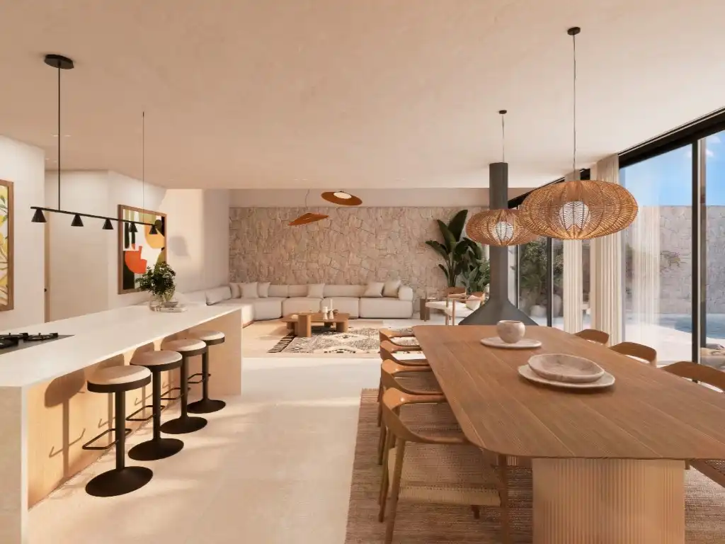 Sala de estar de Casa adosada en venta en Ses Salines con Aire acondicionado, Jardín privado y Terraza