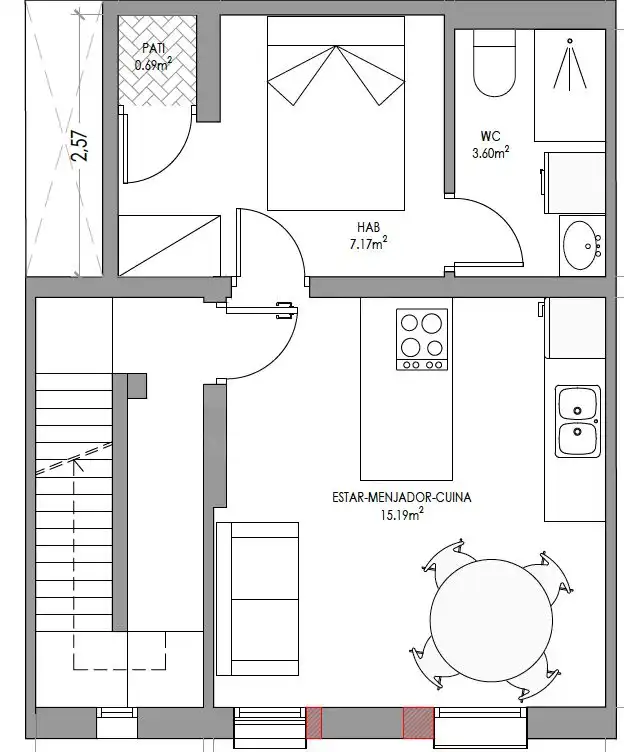 Einfamilien-Reihenhaus zum Verkauf in Badalona mit Klimaanlage, Heizung und Terrasse
