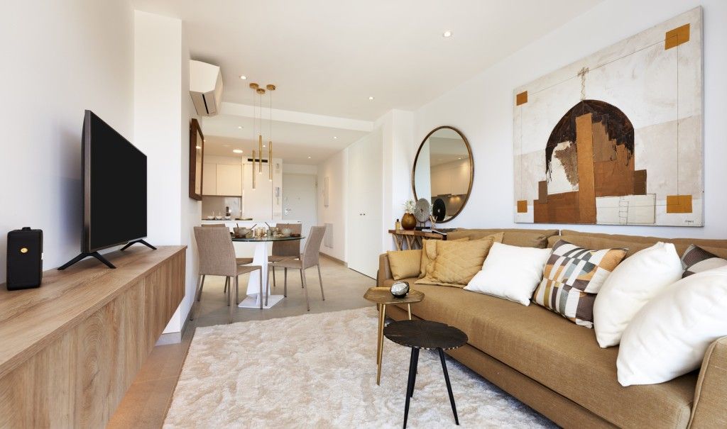Sala d'estar de Apartament en venda en Santanyí amb Aire condicionat, Terrassa i Traster