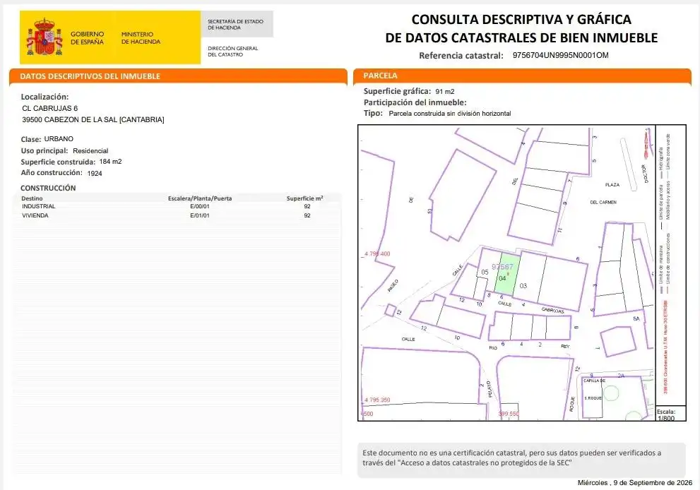 Finca rústica en venta en Cabezón de la Sal