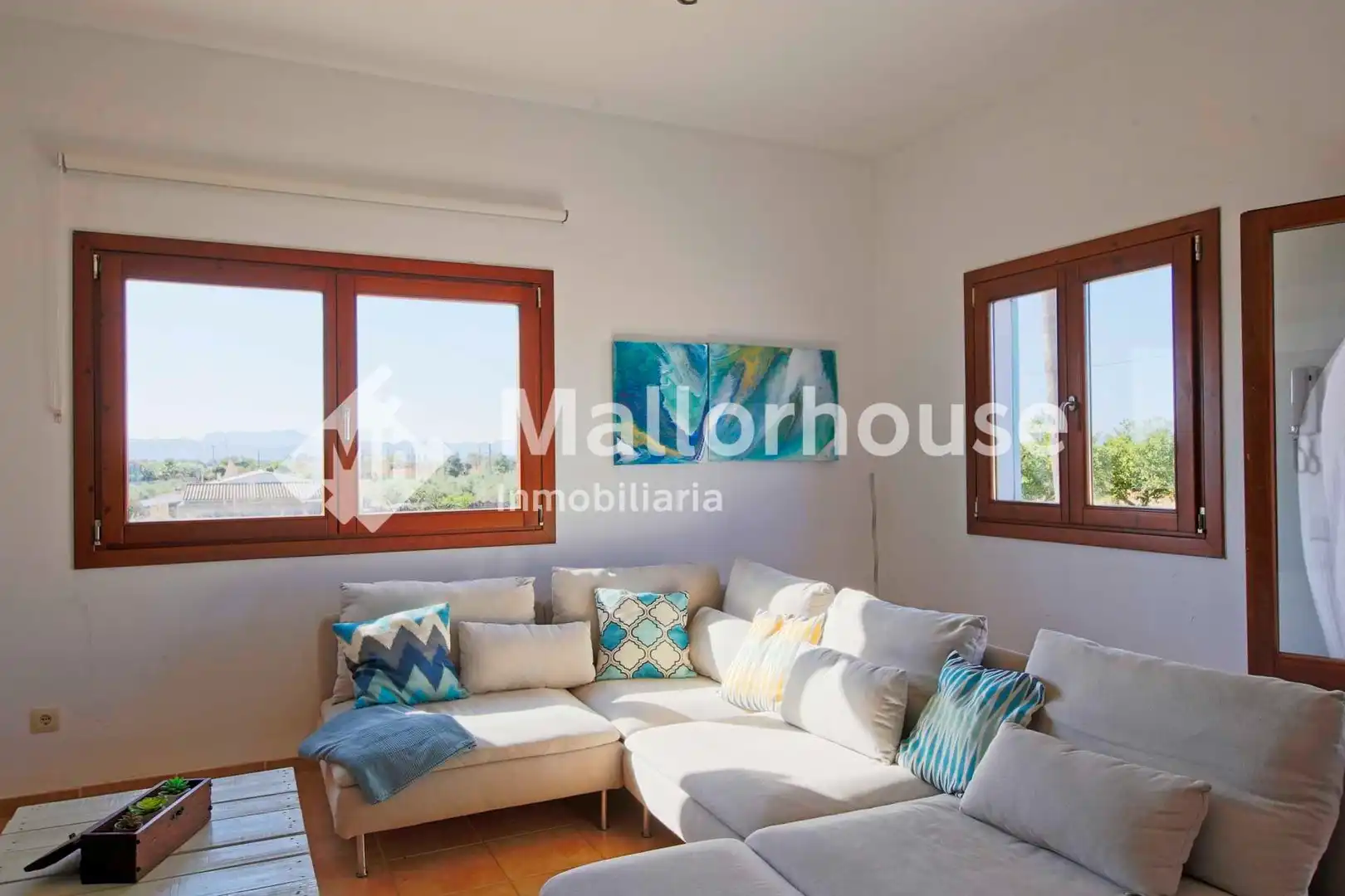 Sala de estar de Casa o chalet de alquiler en Santa Margalida con Aire acondicionado, Jardín privado y Terraza