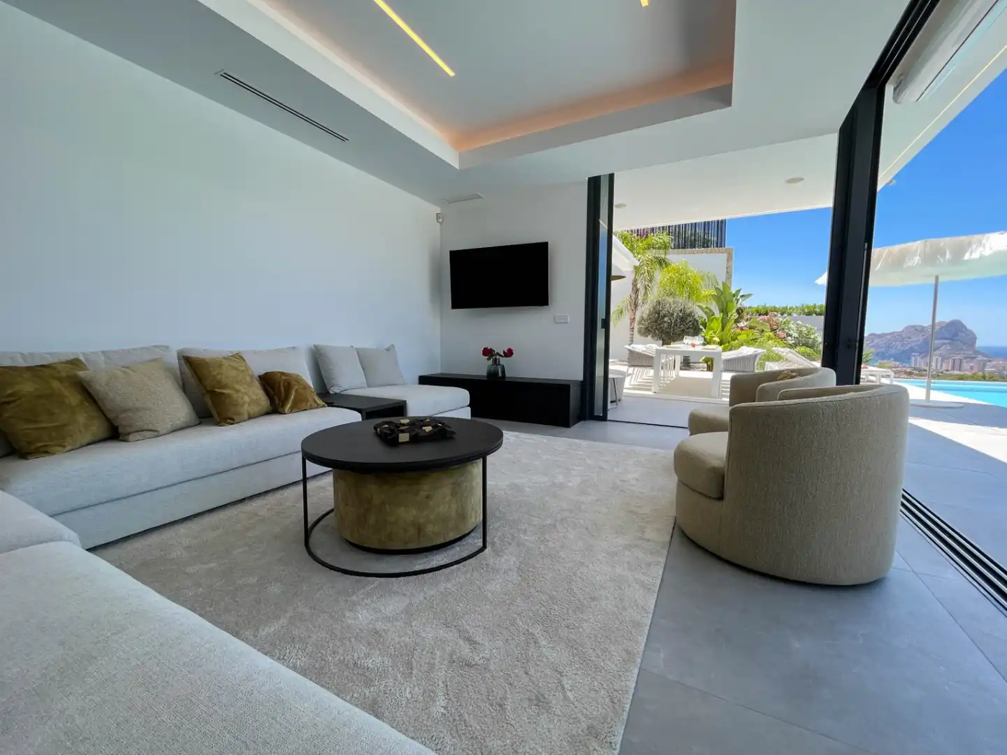 Wohnzimmer von Haus oder Chalet zum Verkauf in Benissa mit Klimaanlage, Heizung und Privatgarten