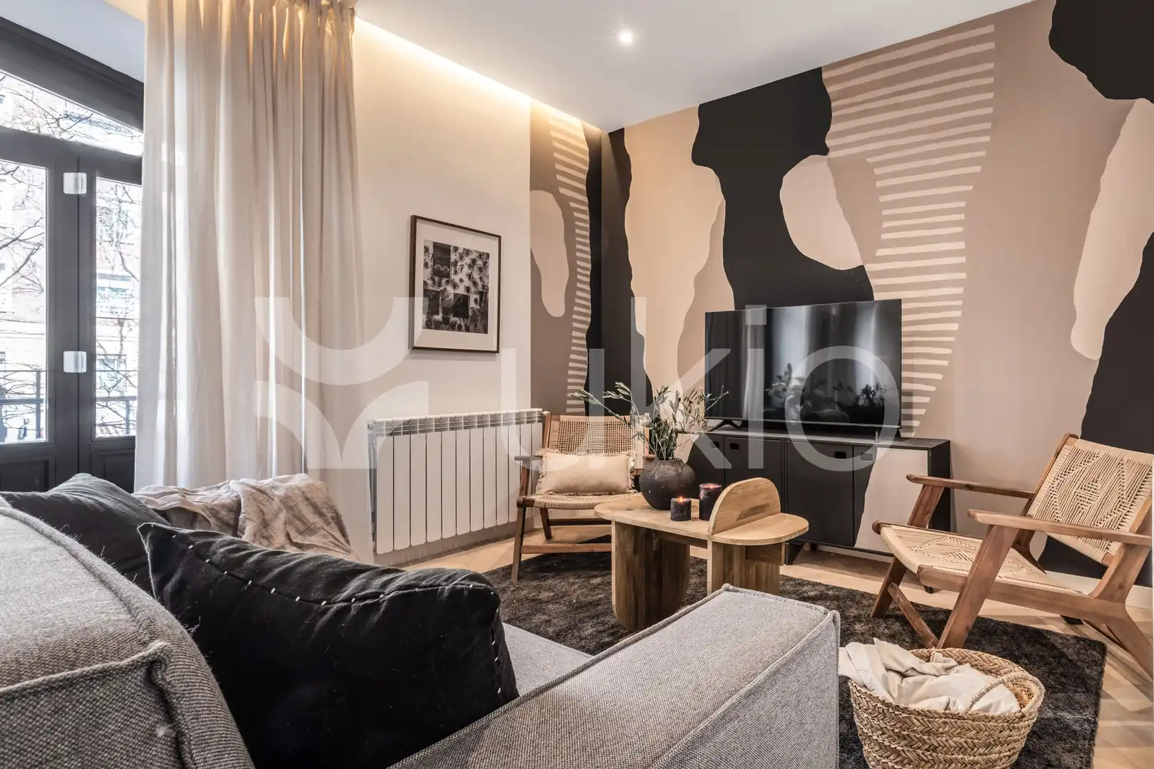 Sala de estar de Apartamento de alquiler en Madrid con Aire acondicionado, Calefacción y Amueblado