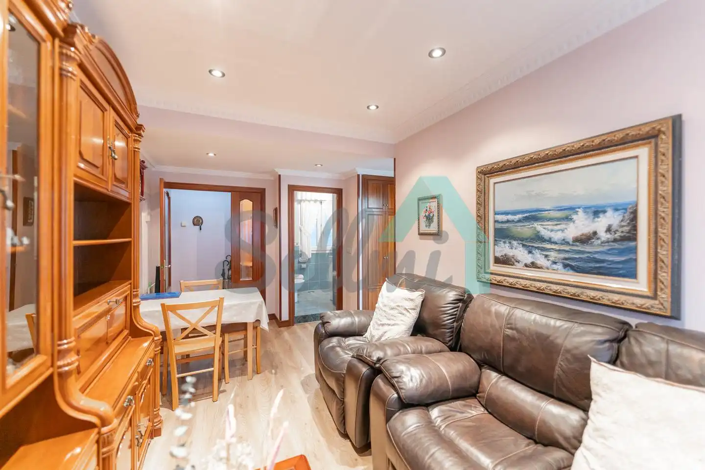 Living room of Flat for sale in Gijón   with Heating, Parquet flooring and Furnished