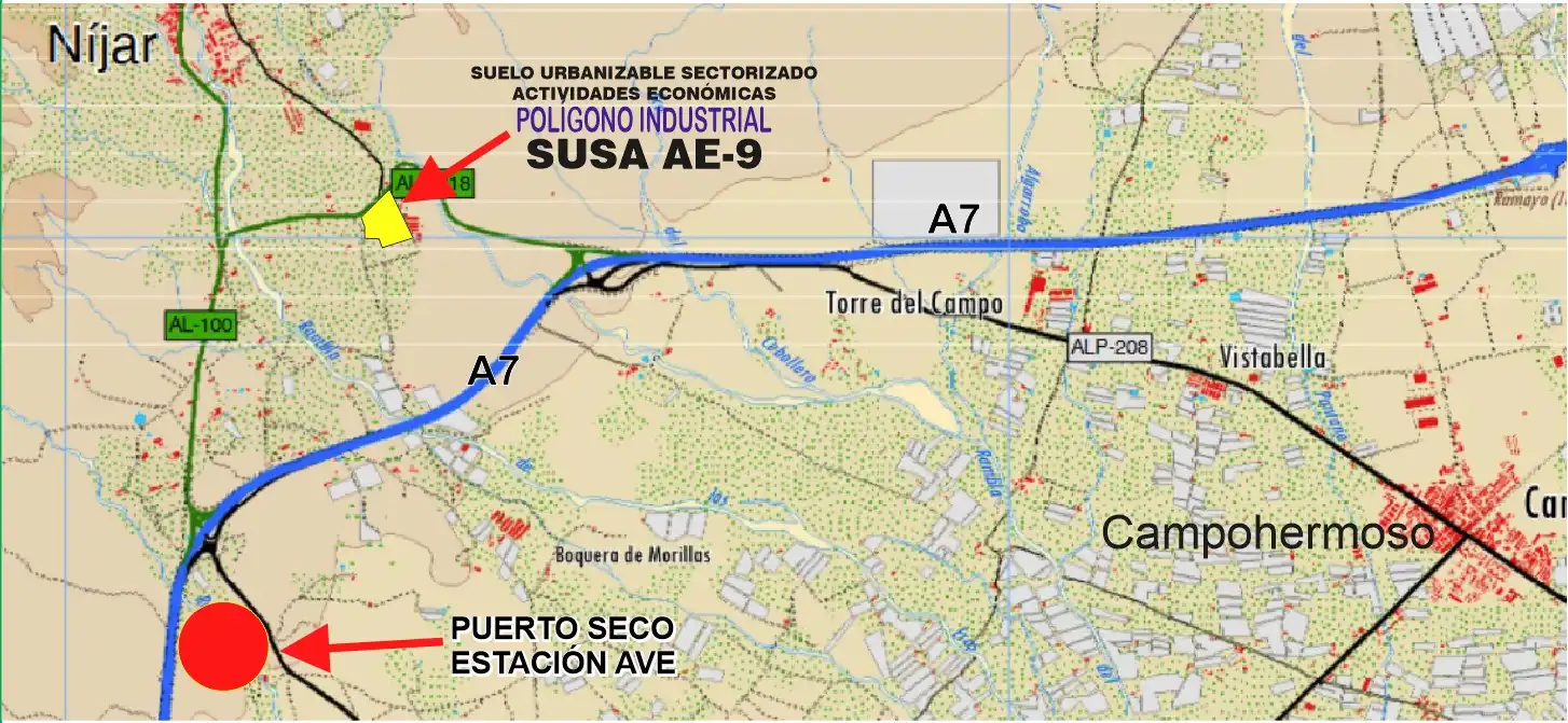 Vista exterior de Terreno industrial en venta en Níjar