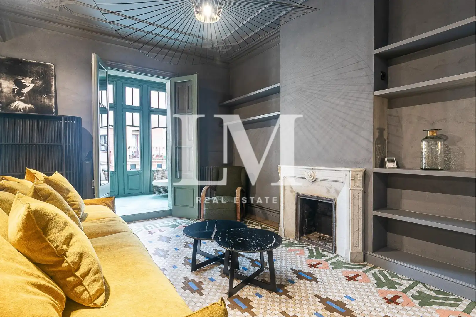 Sala de estar de Apartamento de alquiler en Barcelona con Aire acondicionado, Calefacción y Terraza