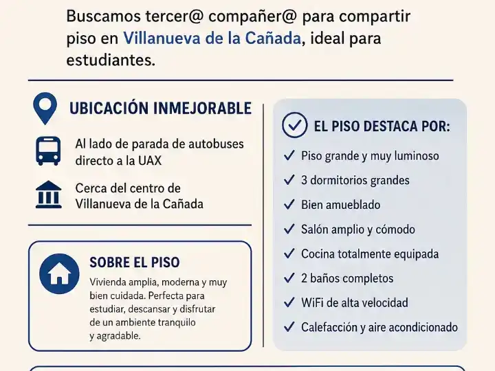 Aparcament de Pis per a compartir en Villanueva de la Cañada ciudad