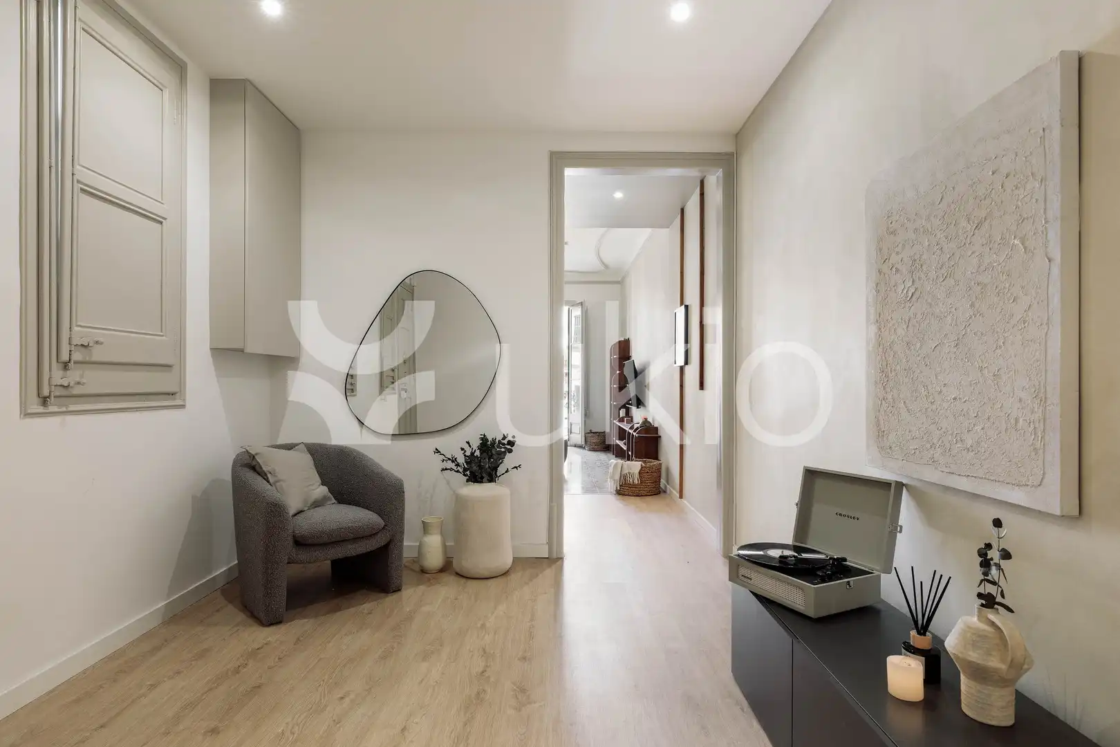 Sala de estar de Apartamento de alquiler en Barcelona con Aire acondicionado, Calefacción y Amueblado