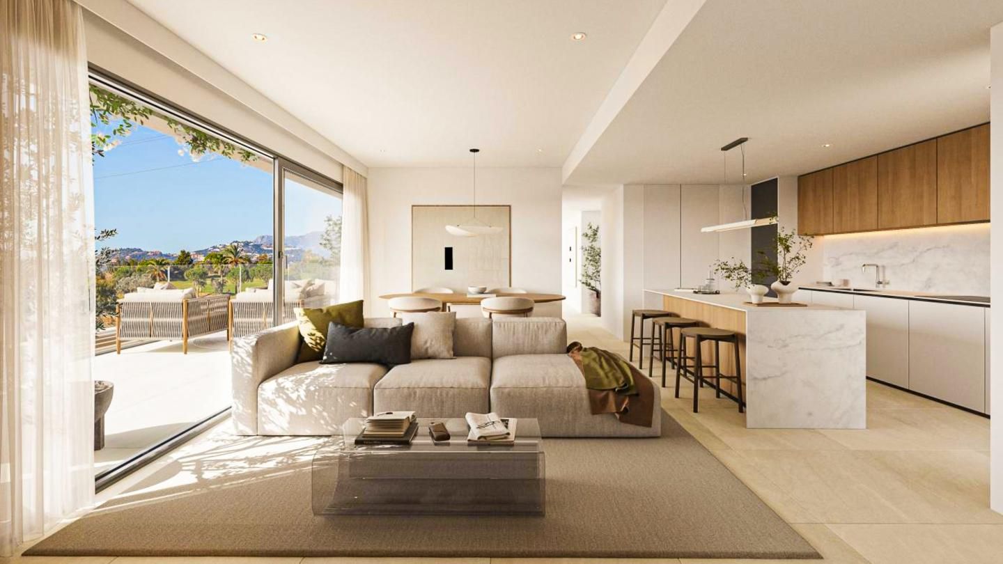 Sala d'estar de Apartament en venda en Mijas amb Aire condicionat, Calefacció i Jardí privat